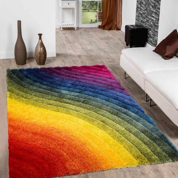 Zoomie Kids Ainsley Soft 3D Wavy Rainbow Area Rug & Reviews Wayfair